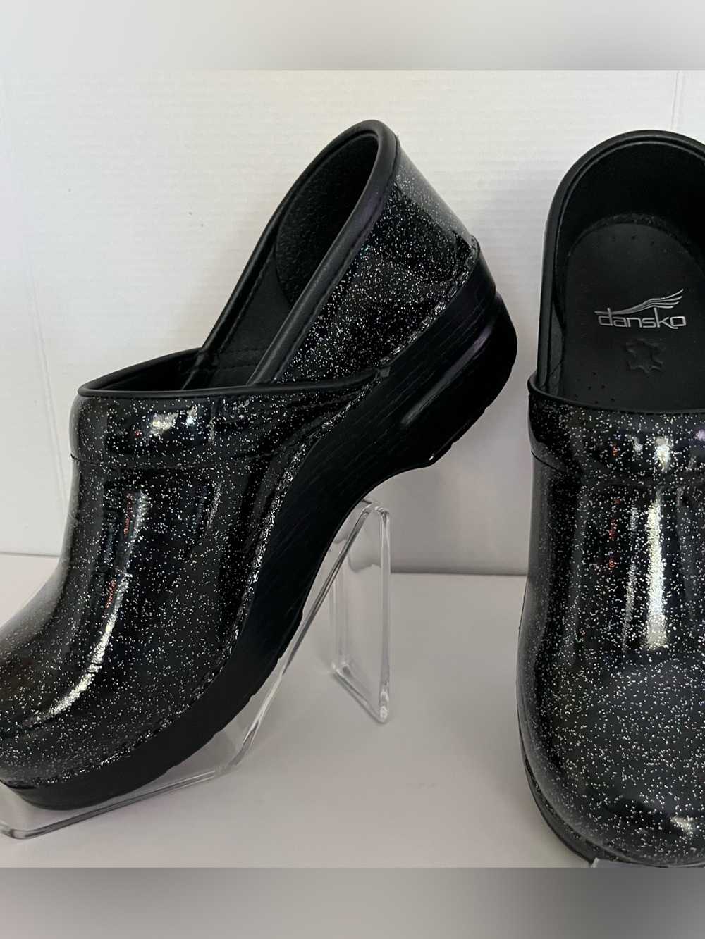 Dansko  Black Patent Leather Glitter Slip-On Comfort Clogs EU 37 US 6.5 - 7